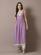 Myshka Women's Lavender Solid Georgette Anarkali Party Kurta Set