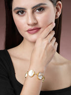 NVR Women's Gold-Plated Handcrafted Mother of Pearl Link Bracelet - Distacart