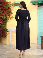 Juniper Women's Navy Festive Embroidered Flared Dress - Distacart