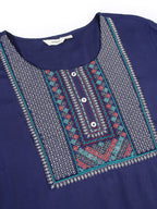 Sztori Plus Size Floral Yoke Design Sequinned Straight Kurta