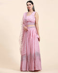 Pink Pure Viscose Georgette Sequence Embroidery work Lehenga Choli with Dupatta - Aakriti