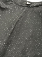 Ahalyaa Women Grey Chiffon Silver Glitter Printed Tiered Tunic