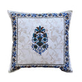 The Decor Nook Blue Floral Print With Blue Brown Border Cushion Cover