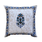 The Decor Nook Blue Floral Print With Blue Brown Border Cushion Cover