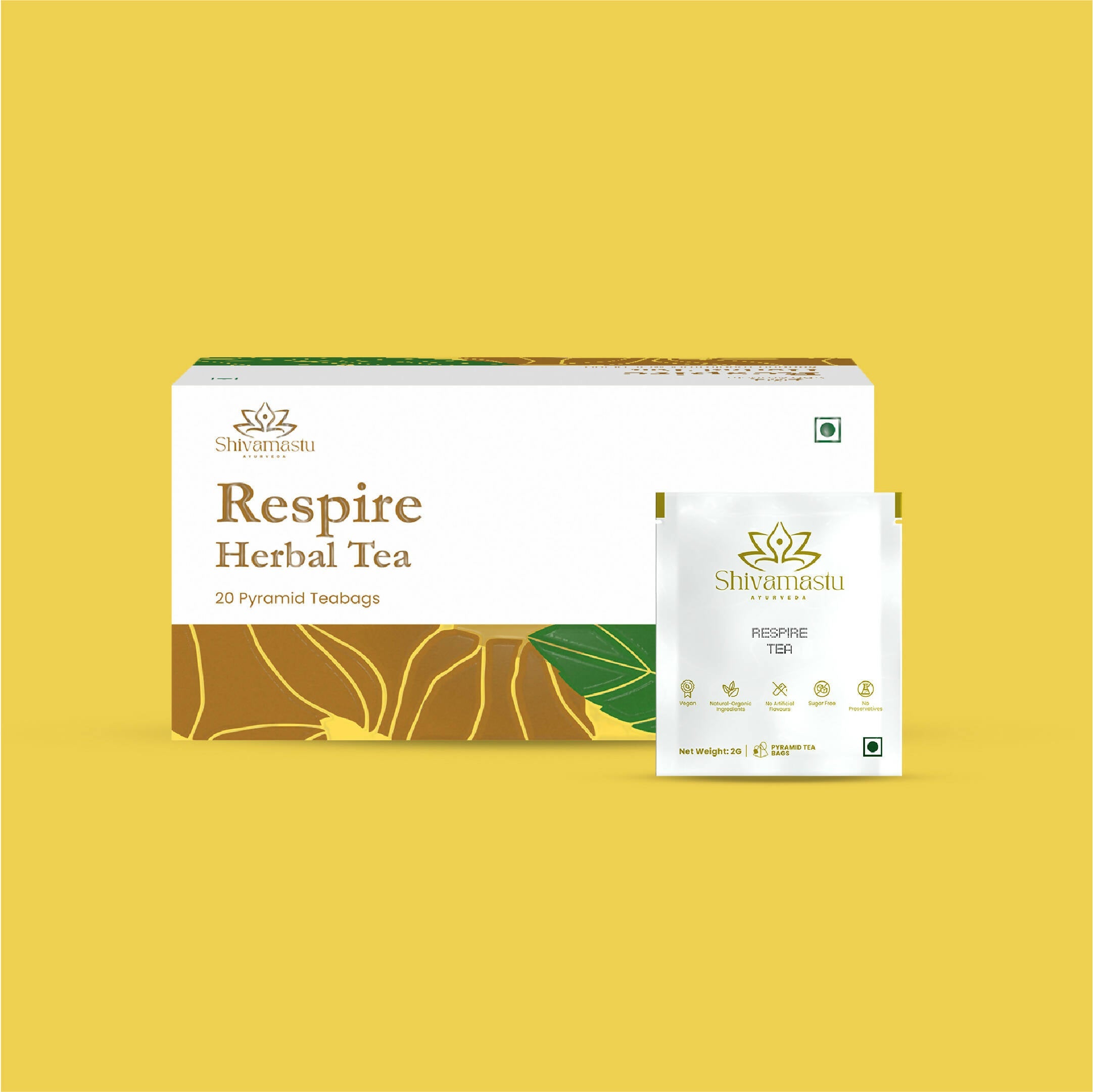 Shivamastu Ayurveda Respire Herbal Tea - 20 Pyramid Teabags - Distacart