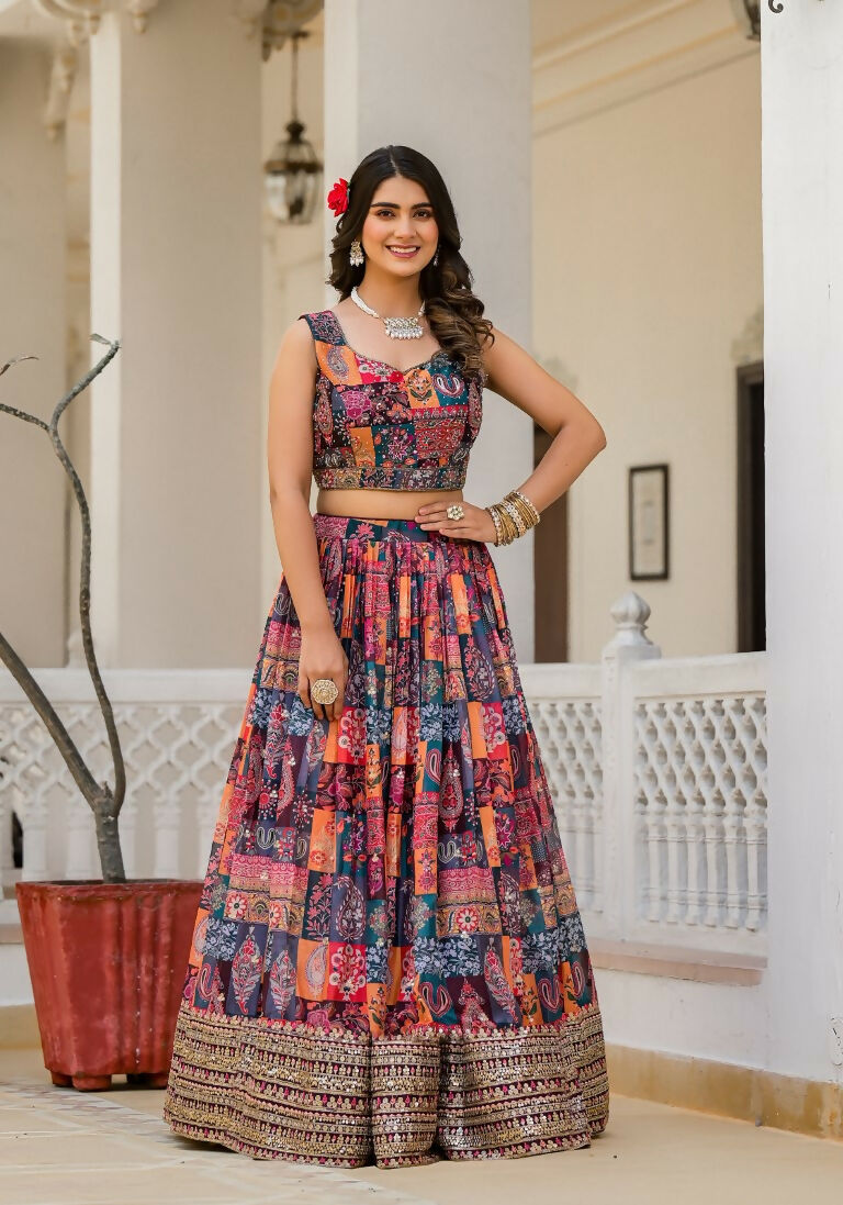 Wedding Partywear Colour Full Slim Georgette Lehengha Choli With Dupata - Agnidhara