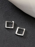NVR Men's Silver-Plated Geometric Shape Stainless Steel Hoop Earrings - Distacart
