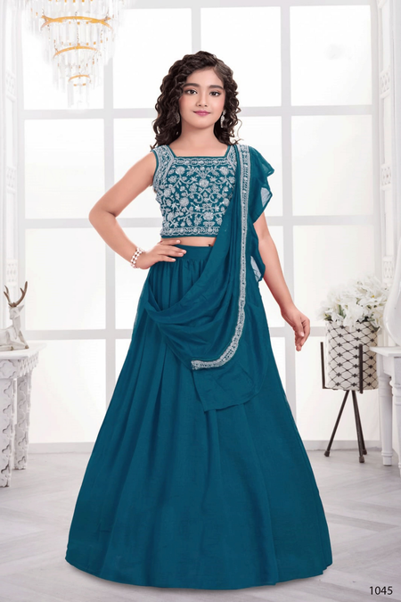 Designer Traditional Rama Multi Color Embroidery With Beads Work Visitra Silk on Lehenga Choli - Anbazaar