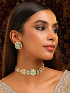 Ruby Raang Kundan Choker Neckpiece With Matching Studs