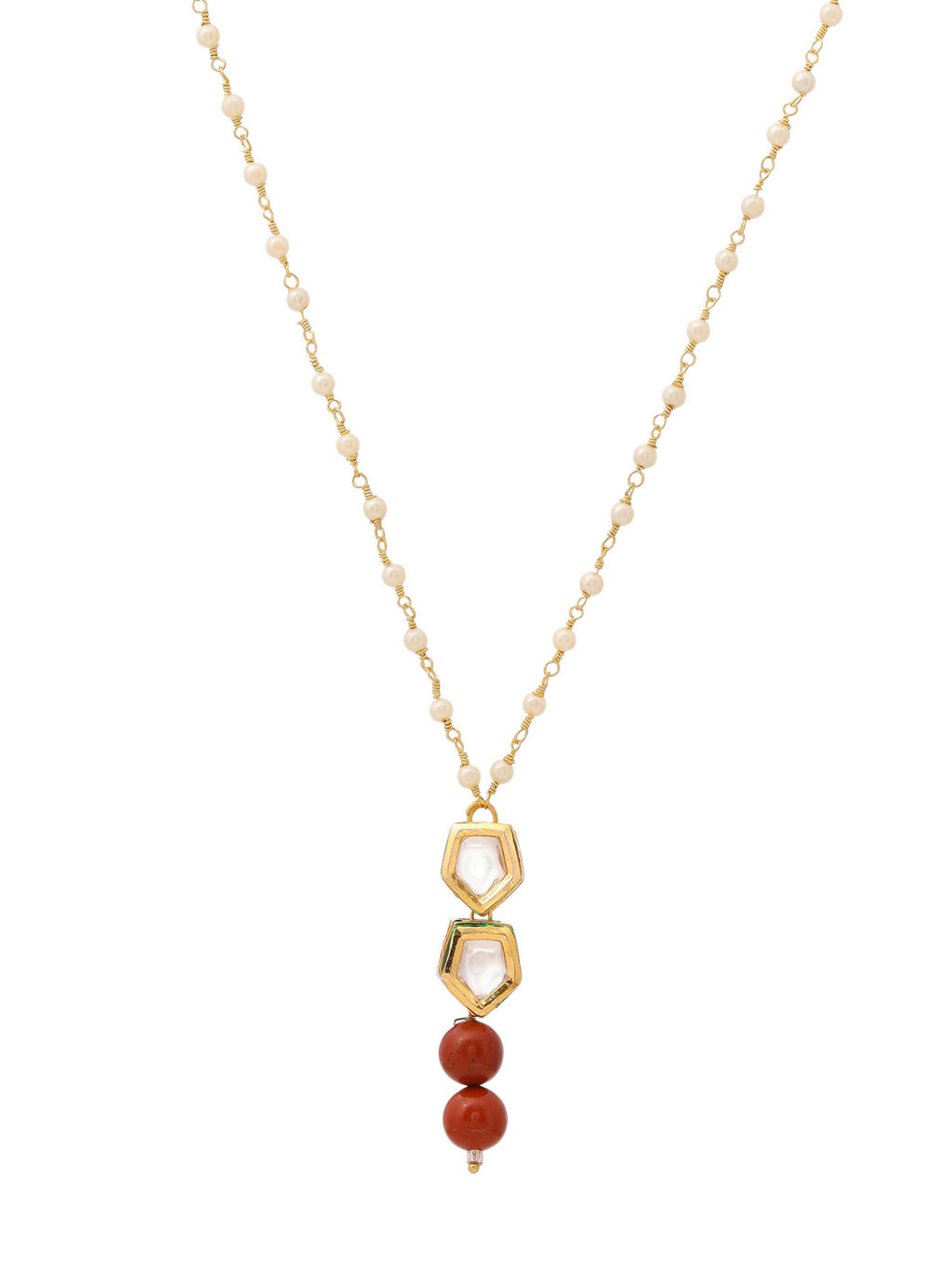 Ruby Raang Red Jasper Kundan Necklace