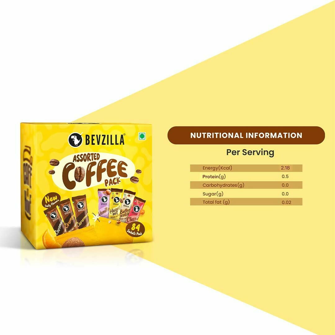 Bevzilla 84 Sachets Assorted Coffee Powder Box - Distacart
