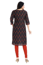 Snehal Creations Elegant Black Designer Digital Print Cotton Slub Fabric Long Kurti Tunic - Distacart