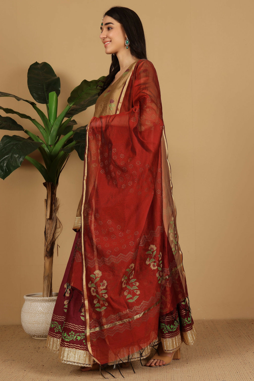 Joban Fashion Beige Silk Lehenga Set