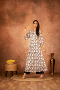Joban Fashion Black Floral Hand Block Printed Cotton Kurta Pant Set - Distacart