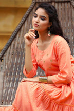 Yufta Peach Cotton Dobby Dress