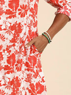 Red & White Men pure Cotton Floral Printed Straight Kurta - Mahotsav