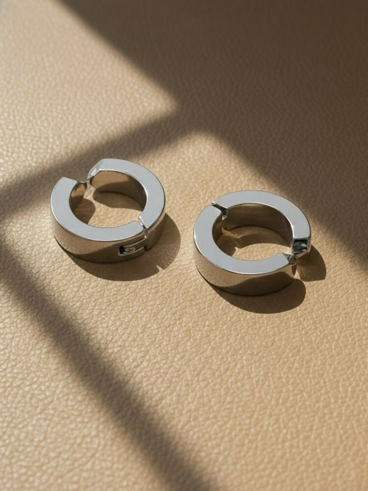NVR Men's Silver Plated Hoop Earrings - Distacart
