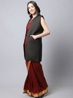 Even Apparels Brown Polywool Open Front Women's Long Coat - Distacart