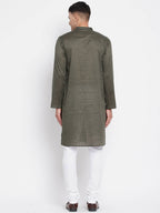 Even Apparels Green Men's Pure Cotton Kurta With Band Collar - Distacart