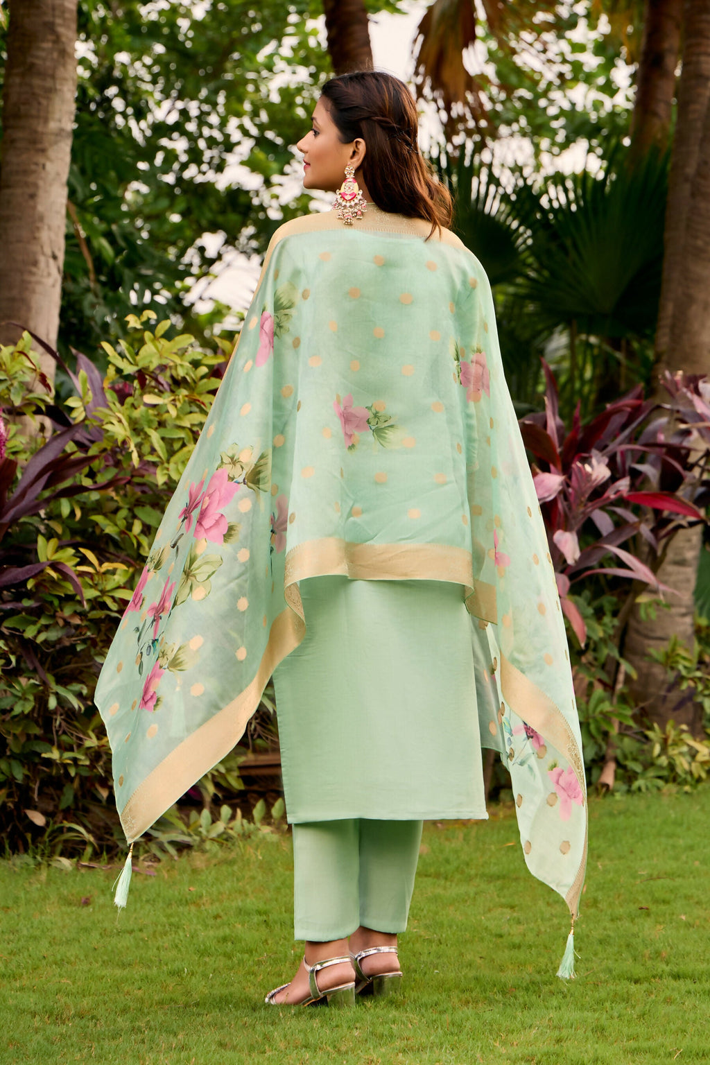 The52 Women's Beautiful Embroidery Work Roman Fabric Straight Kurta Pant and Dupatta Set - Distacart