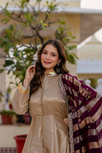 Teeya Creation Multi Color Pure Banarasi Viscose Wedding Wear Long Gown - Distacart