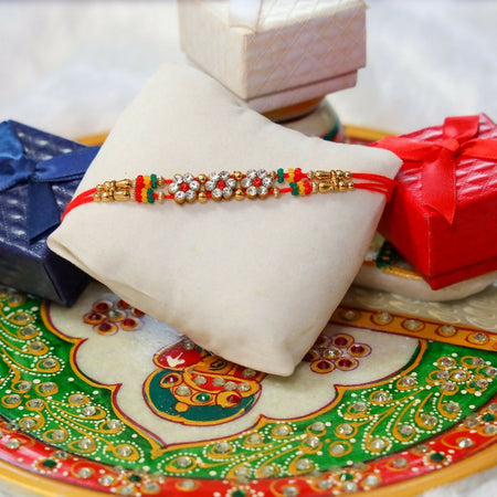 Indianvibez Colourful Beads With Stone Fancy Rakhi