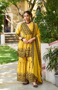 Anaita Yellow Chinon Readymade Sharara Suit with Embroidery Work - Distacart