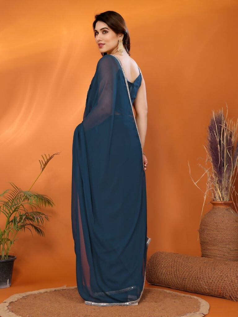 Designer Partywear Rama Georgette Fancy Saree - Durga