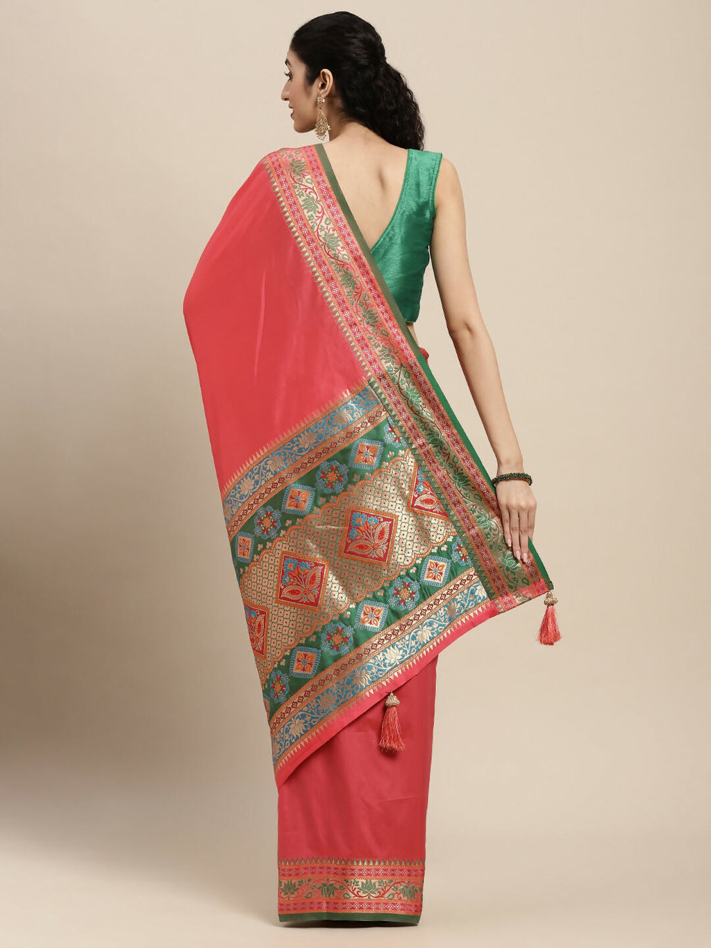 Shree Shyam Fashion Silk Blend Gajari Saree - Distacart