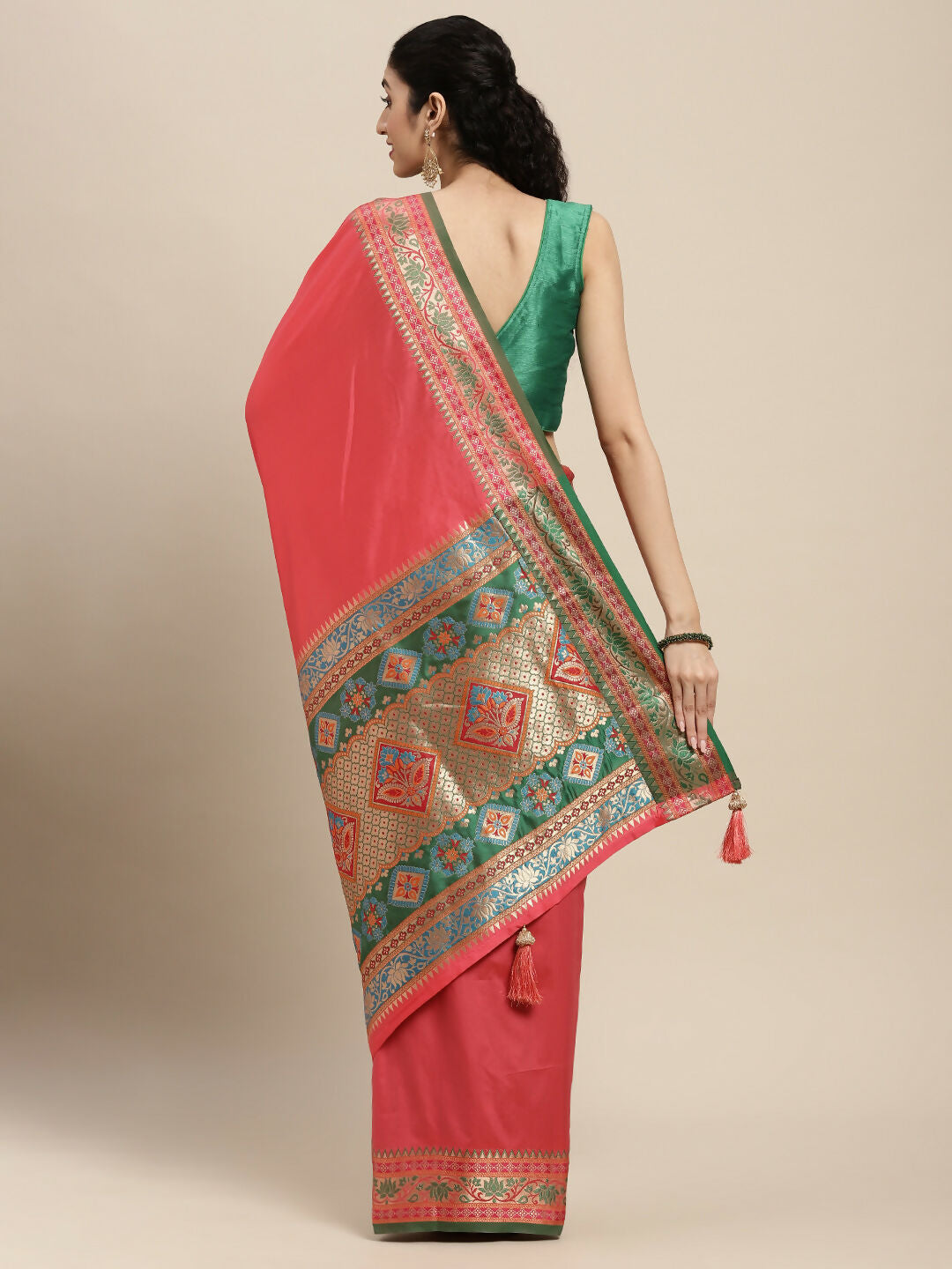 Shree Shyam Fashion Silk Blend Gajari Saree - Distacart