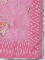 Myshka Pink Color Cotton Blend Printed Anarkali Kurta With Dupatta