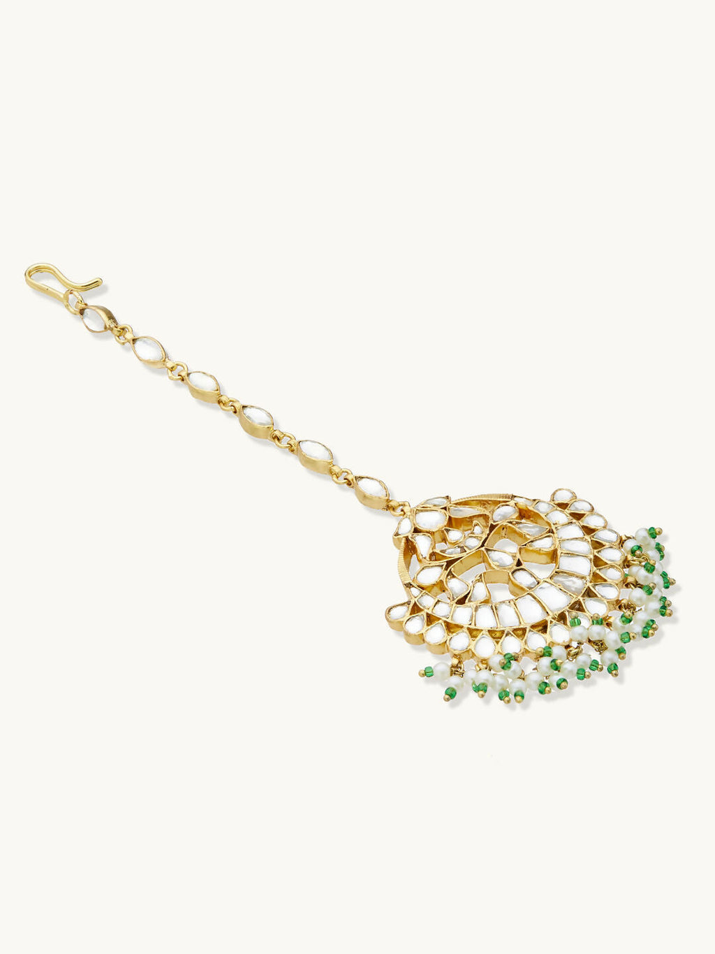 Nuyug 22K Gold-Plated Crystal & Pearl Studded Matha Patti - Distacart