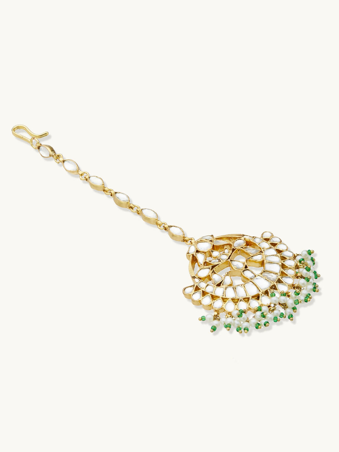 Nuyug 22K Gold-Plated Crystal & Pearl Studded Matha Patti - Distacart