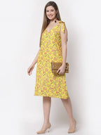 Myshka Yellow Color Cotton Printed Dress