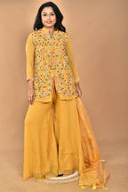 Morchari Women And Hand Embroidery Palazzo Set-Yellow
