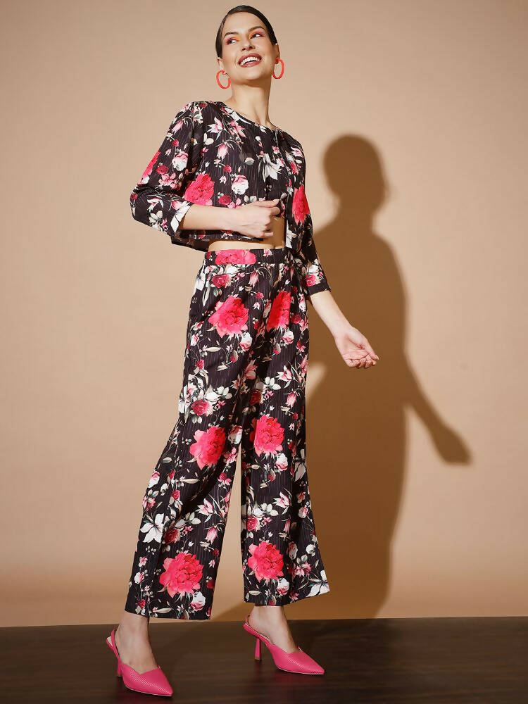 Myshka Women Black Printed Co-Ords - Distacart