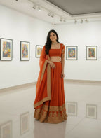 Lehenga Mart Designer Indian Wedding Lehenga Choli-Rusty Orange - Distacart