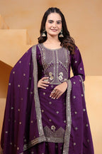 Joban Fashion Wine Crepe Embroidered Sharara Set - Distacart