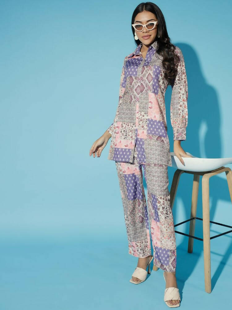 Myshka Women Multi-Printed Bling & Sparkly Co-Ords - Distacart
