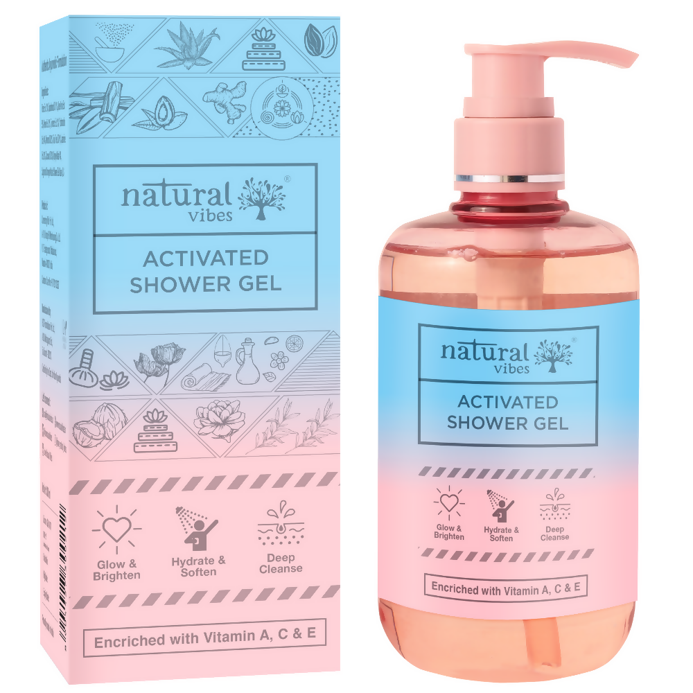 Natural Vibes Activated Shower Gel Body Wash - Glow, Hydrate, Deep Cleanse & Soften