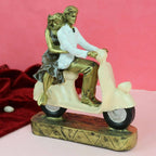 Tied Ribbons Romantic Love Couple On Scooter Showpiece Statue Decorative Items For Home
