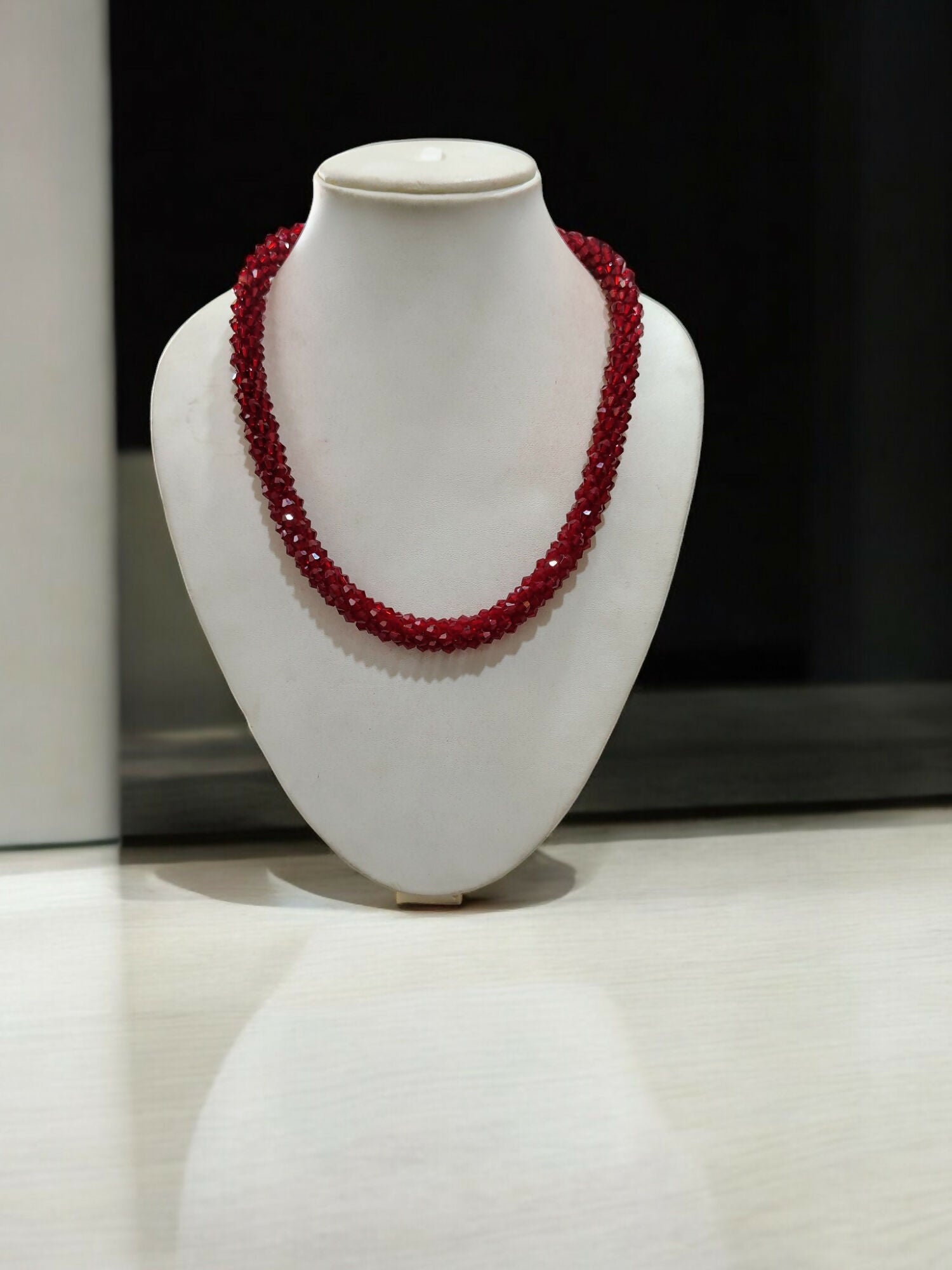 Inhanns Noor-E-Jalwa – Handmade Crystal Bead Necklace -Adjustable - Maroon Only Necklace