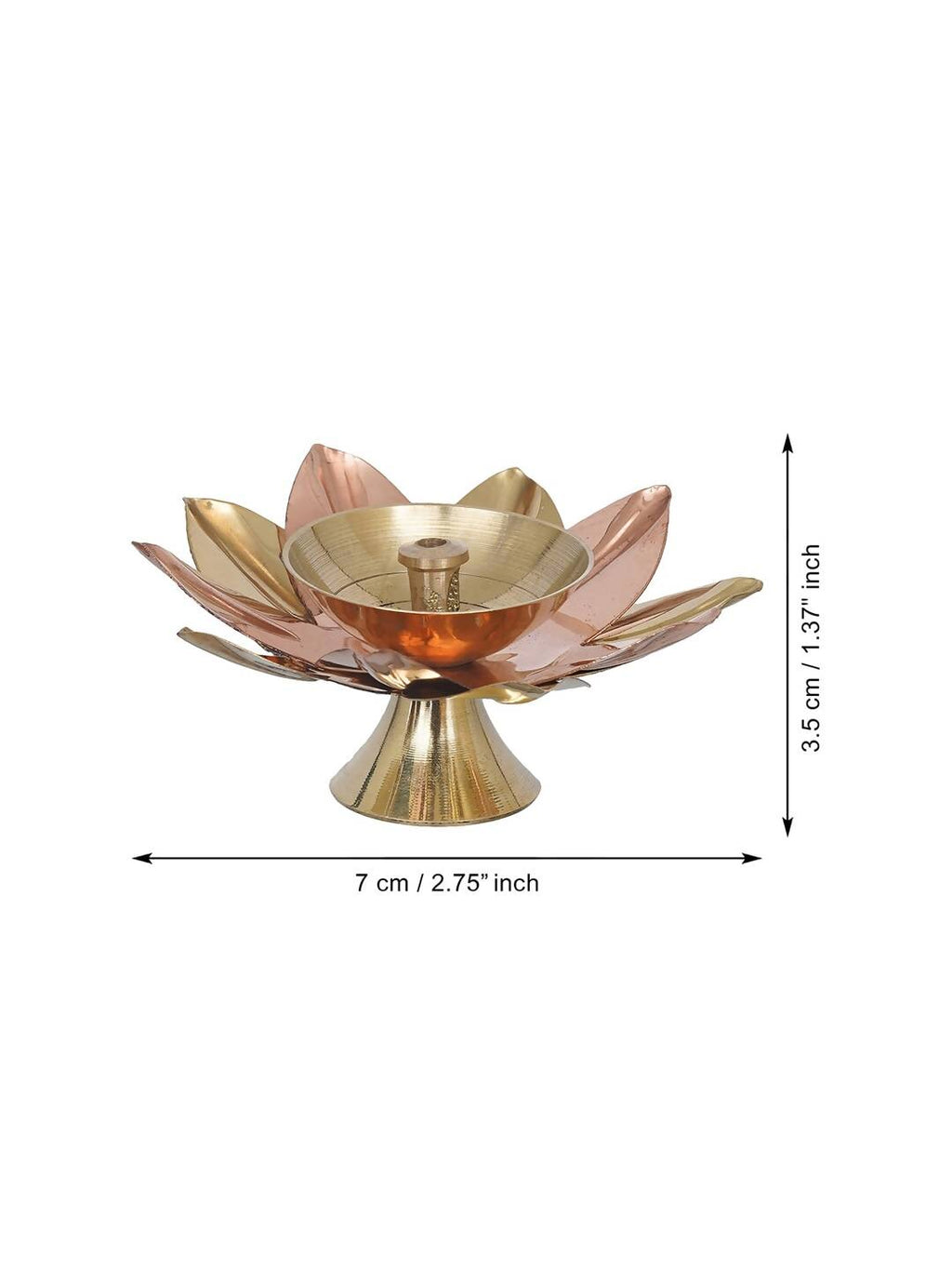 eCraftIndia Gold Toned Lotus Flower Shaped Decorative Brass Diya
