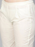 Yufta Women Off-White Printed Kurta with Trouser