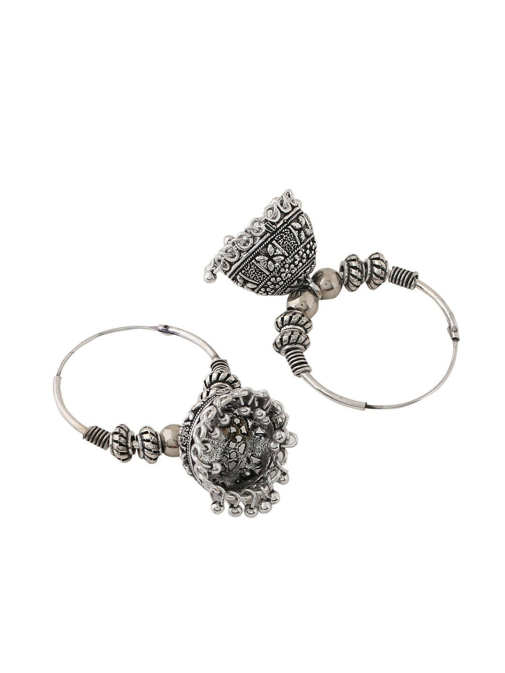NVR Women Silver-Plated Contemporary Jhumkas Earrings - Distacart