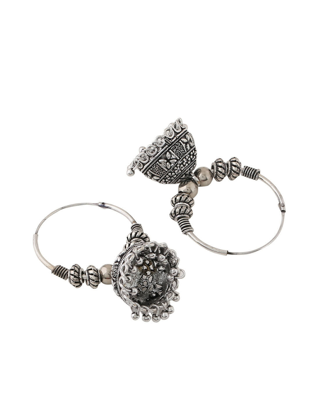 NVR Women Silver-Plated Contemporary Jhumkas Earrings - Distacart
