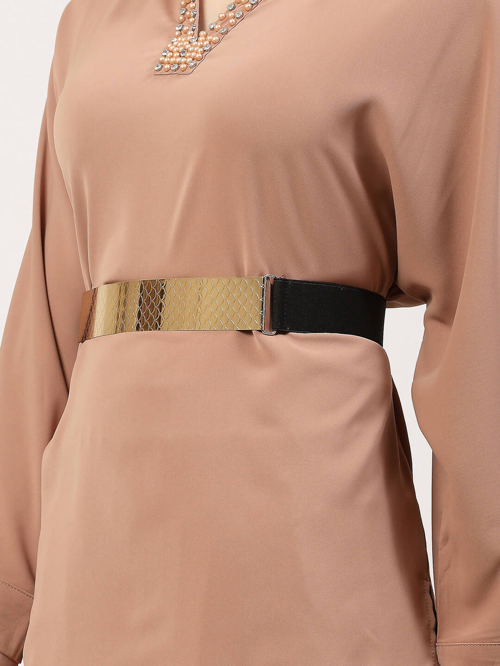 NVR Women Circular Gold-Polished Adjustable Broad Belt