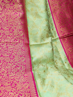 DEIANA'S Beautiful Designer Golden zari Soft Lichi Silk Saree - Pista
