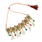 Mominos Fashion Johar Kamal Women Gold-Plated Brass Finish Meena & Pearls Work Choker - Distacart