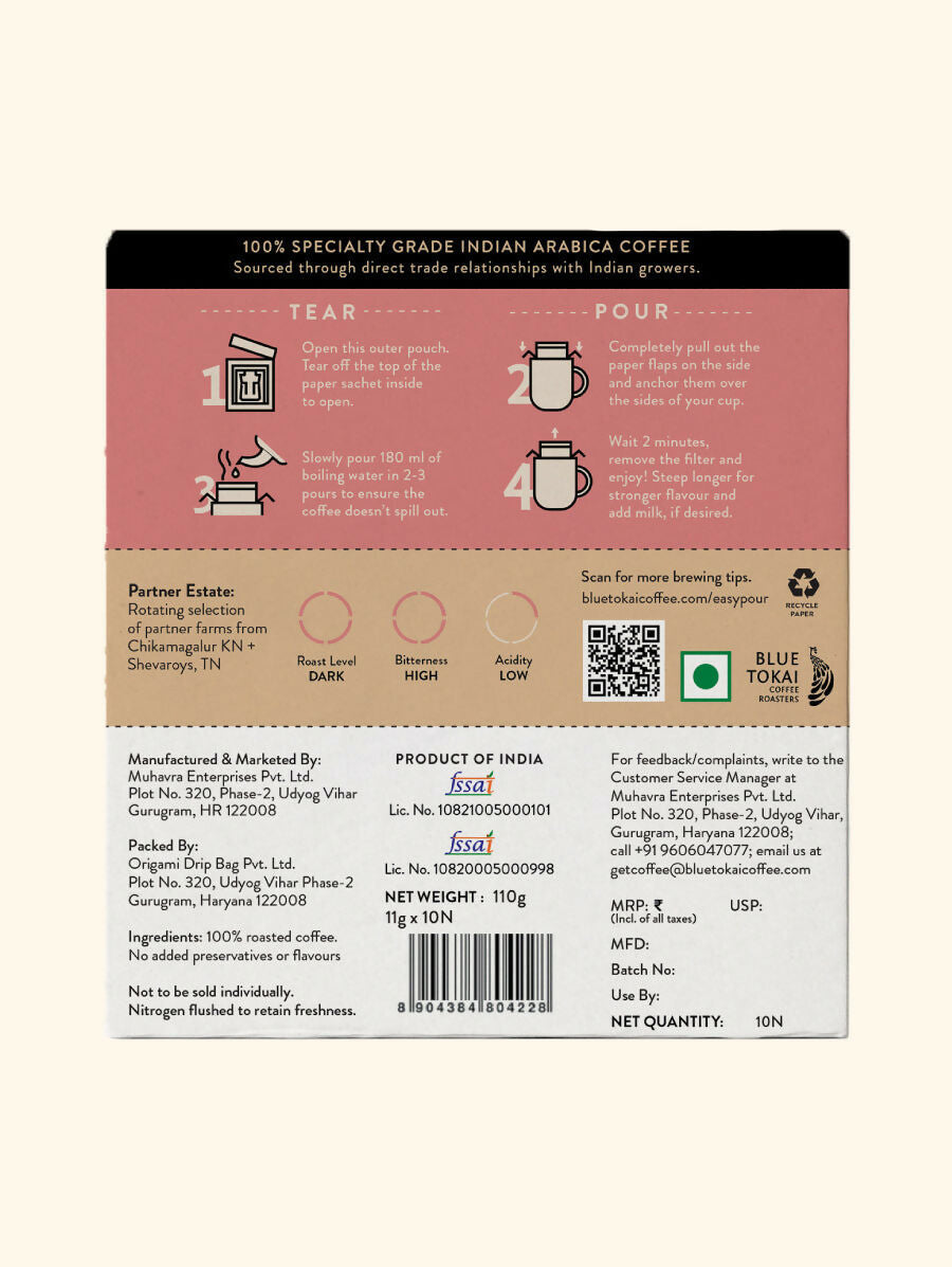 Blue Tokai French Roast Very Dark Roast Easy Pour Sachets - Distacart